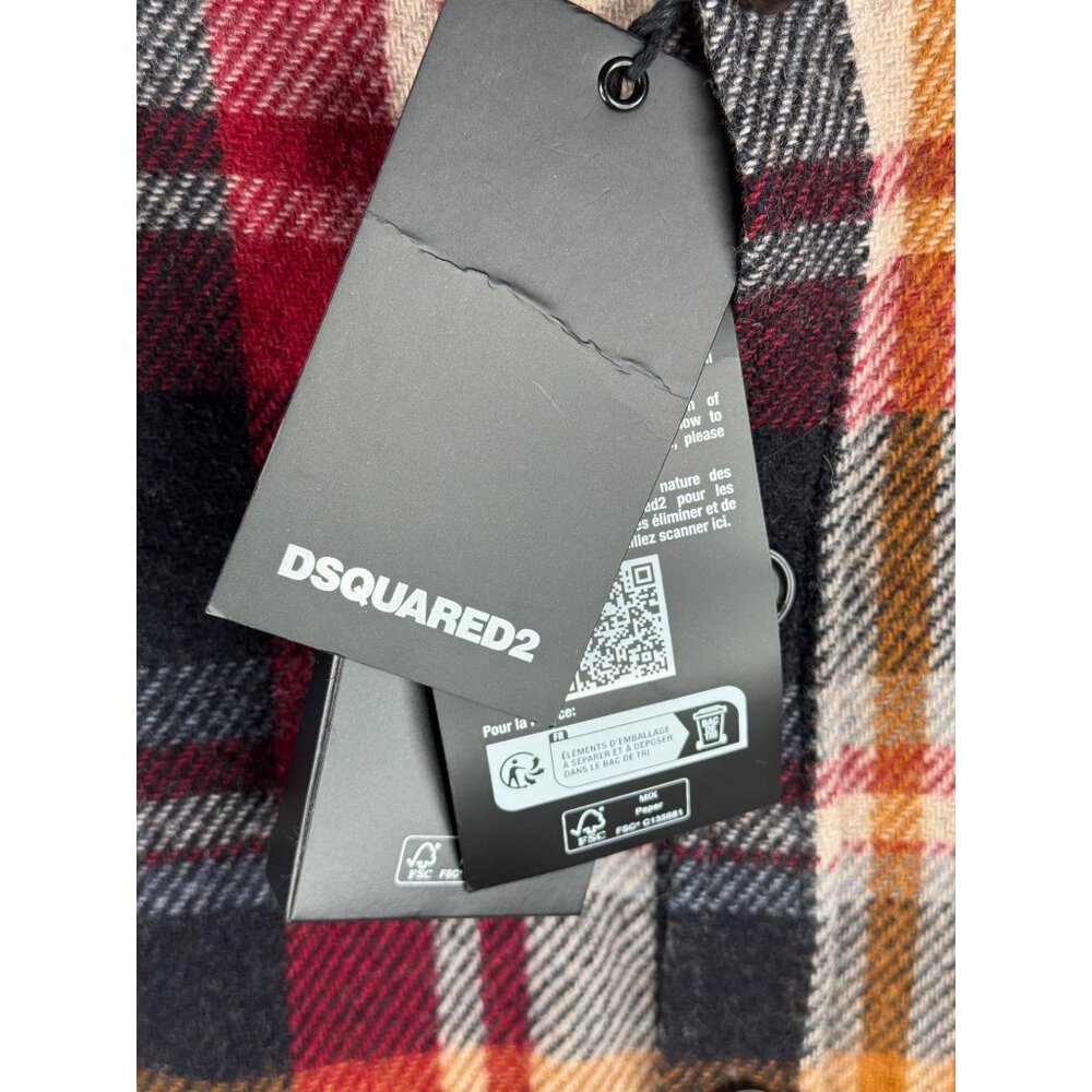 DSQUARED2 Timberman Check Pattern Shirt Wool Blend Button Up Men's Large IT 50 - Picture 7 of 7